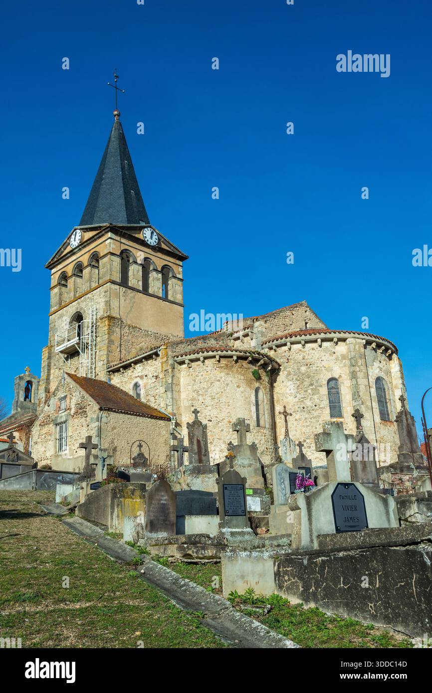 St. Mazeran's Church of Brout-Vernet. Allier-Abteilung. Auvergne Rhone Alpes. Frankreich. Europa Stockfoto