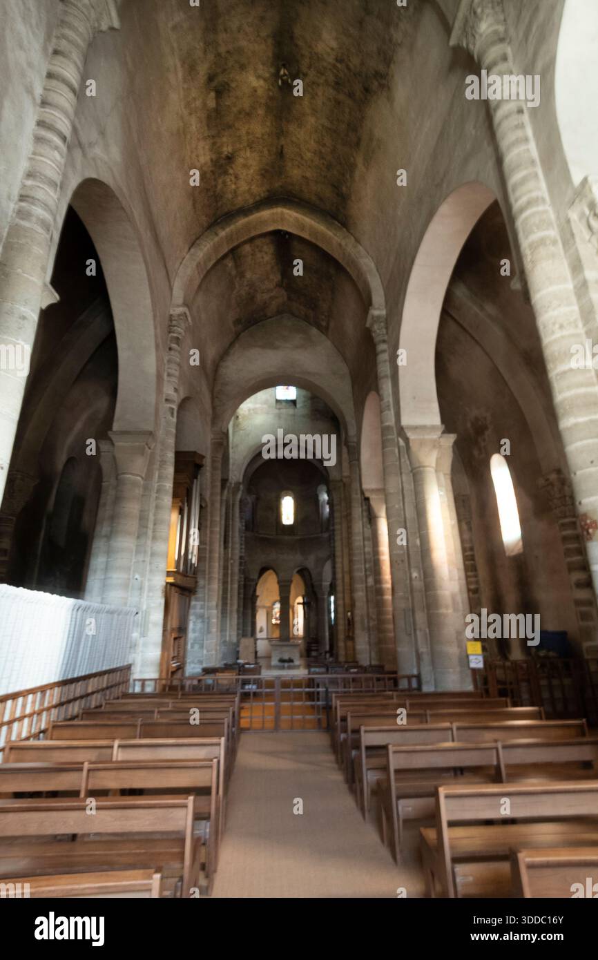 St. Vincent's Abbey Church of Chantelle. Allier-Abteilung. Auvergne Rhone Alpes. Frankreich Stockfoto