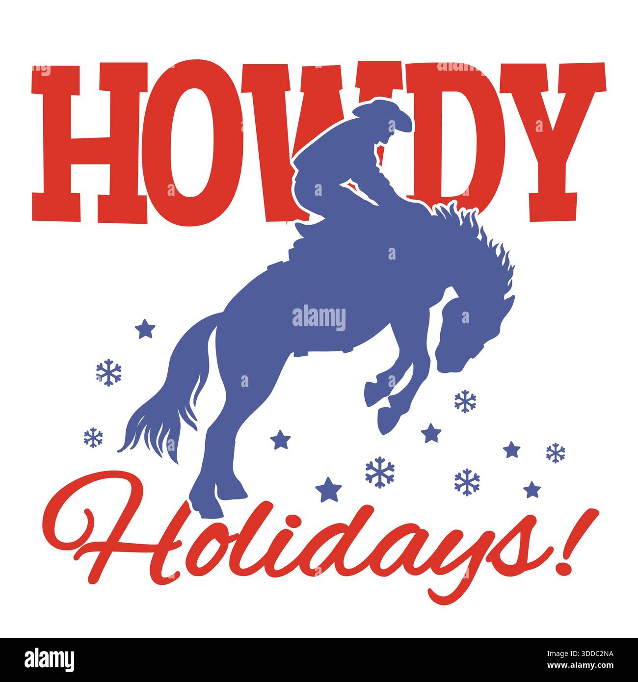 Westlicher Cowboy Weihnachten roter Hintergrund für Text oder Design. Vintage Western Christmas Hintergrund mit Seilrahmen und Cowboyreiter Silhouette und Empt Stock Vektor