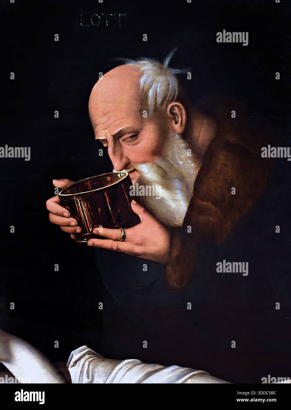 Lot (Lot war Patriarch im biblischen Buch Genesis) von Hans Baldung Grien 1484–1545 Deutschland (Lot, Neffe Abrahams, ist eine Figur in Genesis, die dafür bekannt ist, in der wohlhabenden, aber bösen Stadt Sodom zu leben. Nachdem er von Engeln vor seiner göttlichen Zerstörung gerettet wurde, wurde seine Frau in eine Salzsäule verwandelt, um zurückzusehen. Die Geschichte beleuchtet Themen wie Gier, göttliche Barmherzigkeit und Urteilsvermögen. Stockfoto