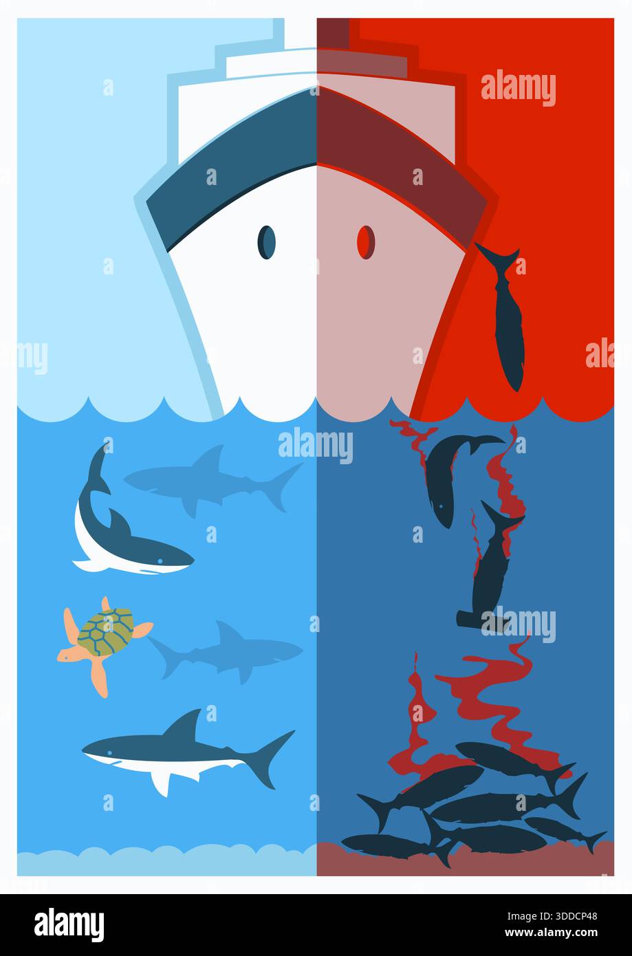 Illustration des Vektorsymbols für Haie speichern. Keine Haifischflossensuppe, die Planeten und Tiere sicher macht Stock Vektor