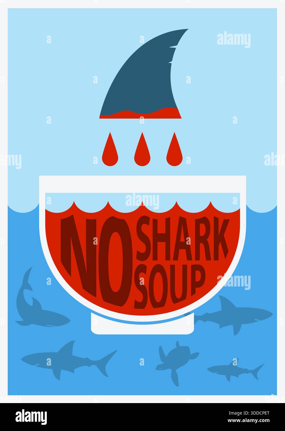 Illustration des Vektorsymbols für Haie speichern. Keine Haifischflossensuppe, die Planeten und Tiere sicher macht Stock Vektor