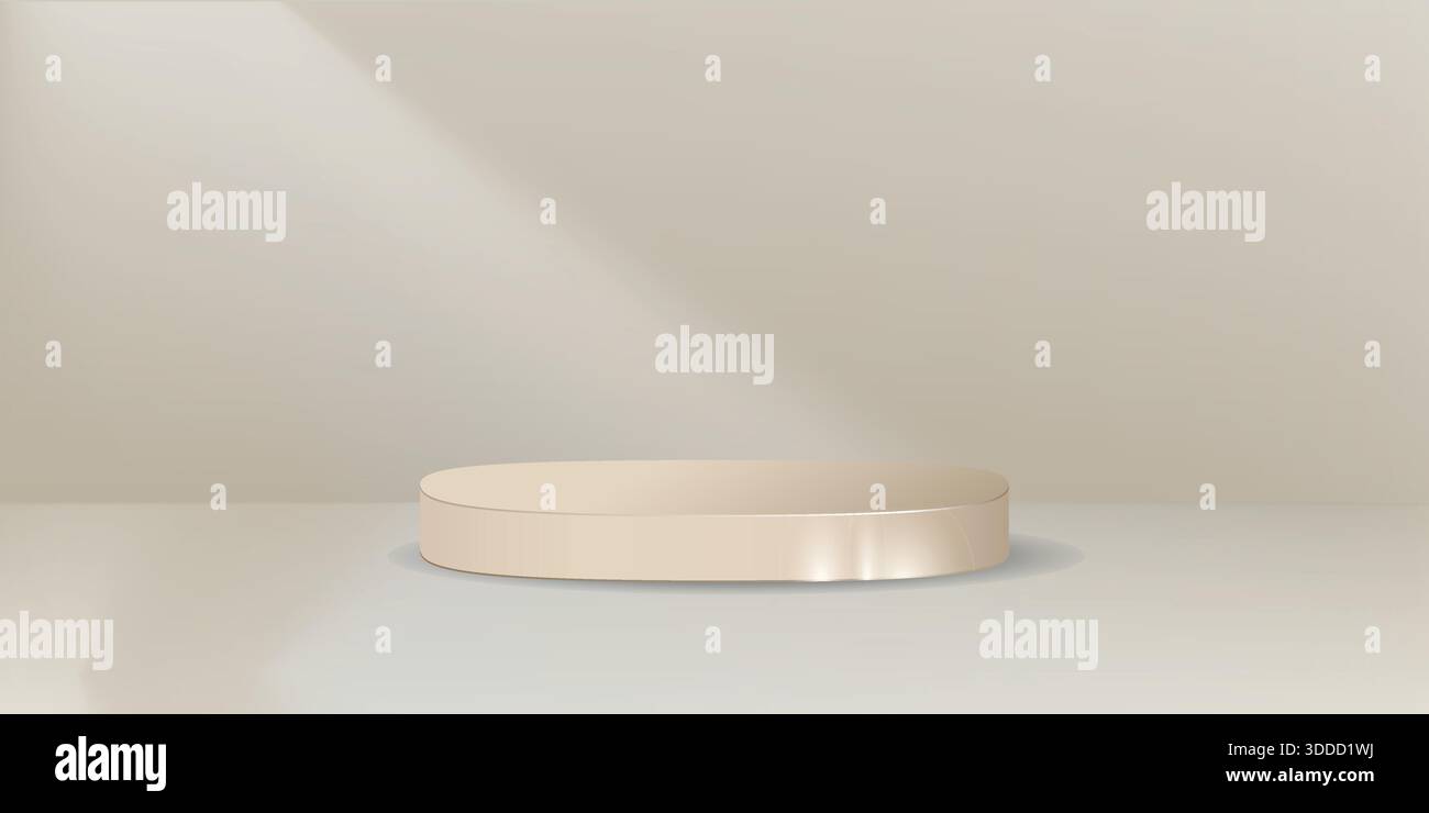 Produktpräsentation Podium mit Lichteffekt 3D realistische Design Vektor Illustration, minimalistisches Modell, abstrakte Luxus-Produktpräsentation Stock Vektor