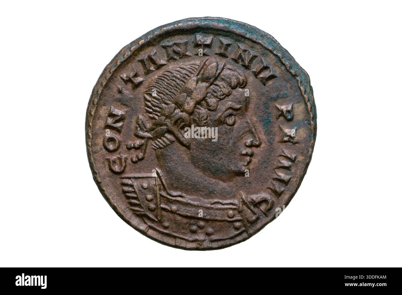 Römische Münze von Konstantin dem Großen Stockfoto