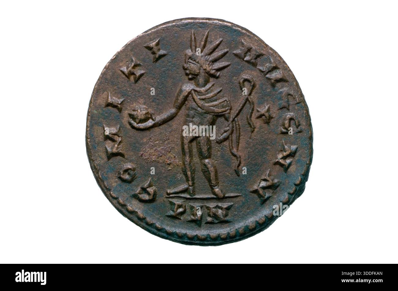 Römische Münze von Konstantin dem Großen Stockfoto