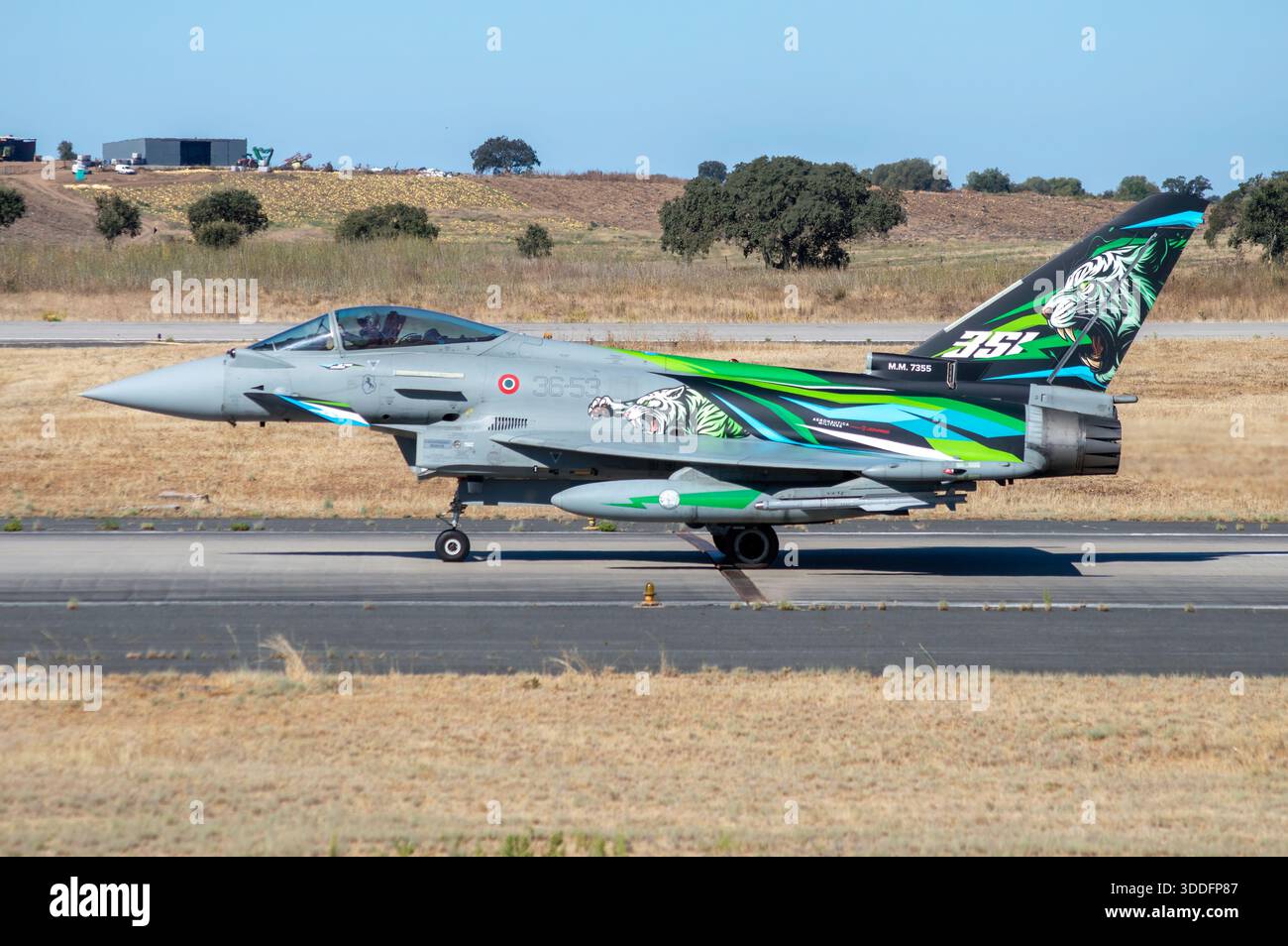 Eurofighter-Taifun der XII-Gruppe der italienischen Luftwaffe bei den NATO-Tiger-Meet-Übungen in Beja. Stockfoto