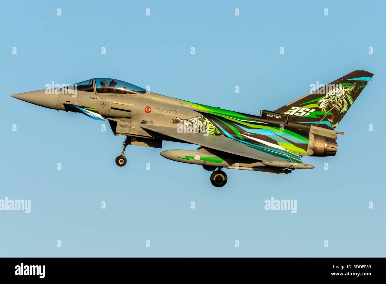 Eurofighter-Taifun der XII-Gruppe der italienischen Luftwaffe bei den NATO-Tiger-Meet-Übungen in Beja. Stockfoto