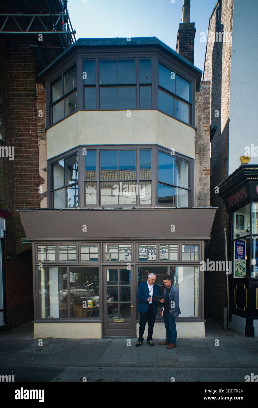 160 King Street, Great Yarmouth ist ein denkmalgeschütztes Gebäude aus dem 17. Jahrhundert. Es ist das einzige erhaltene Exemplar eines Fachwerkgebäudes im Stadtgebiet und wurde vom Great Yarmouth Preservation Trust saniert. Stockfoto