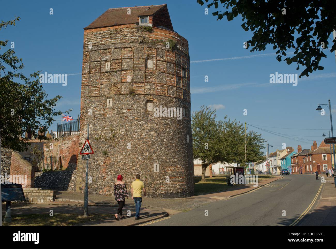 Der South East Tower, Great Yarmouth, ein mittelalterlicher Turm, der heute vom Great Yarmouth Preservation Trust restauriert und in eine Ferienwohnung umgewandelt wurde. Stockfoto