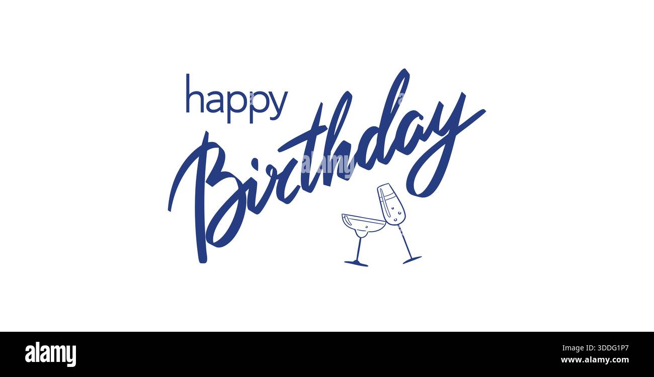 Glückwunschbriefe zum Geburtstag. Vektorillustration mit Happy Birthday Words und Cheers Brille. Gut als Designelement für Grußkarten und Stock Vektor