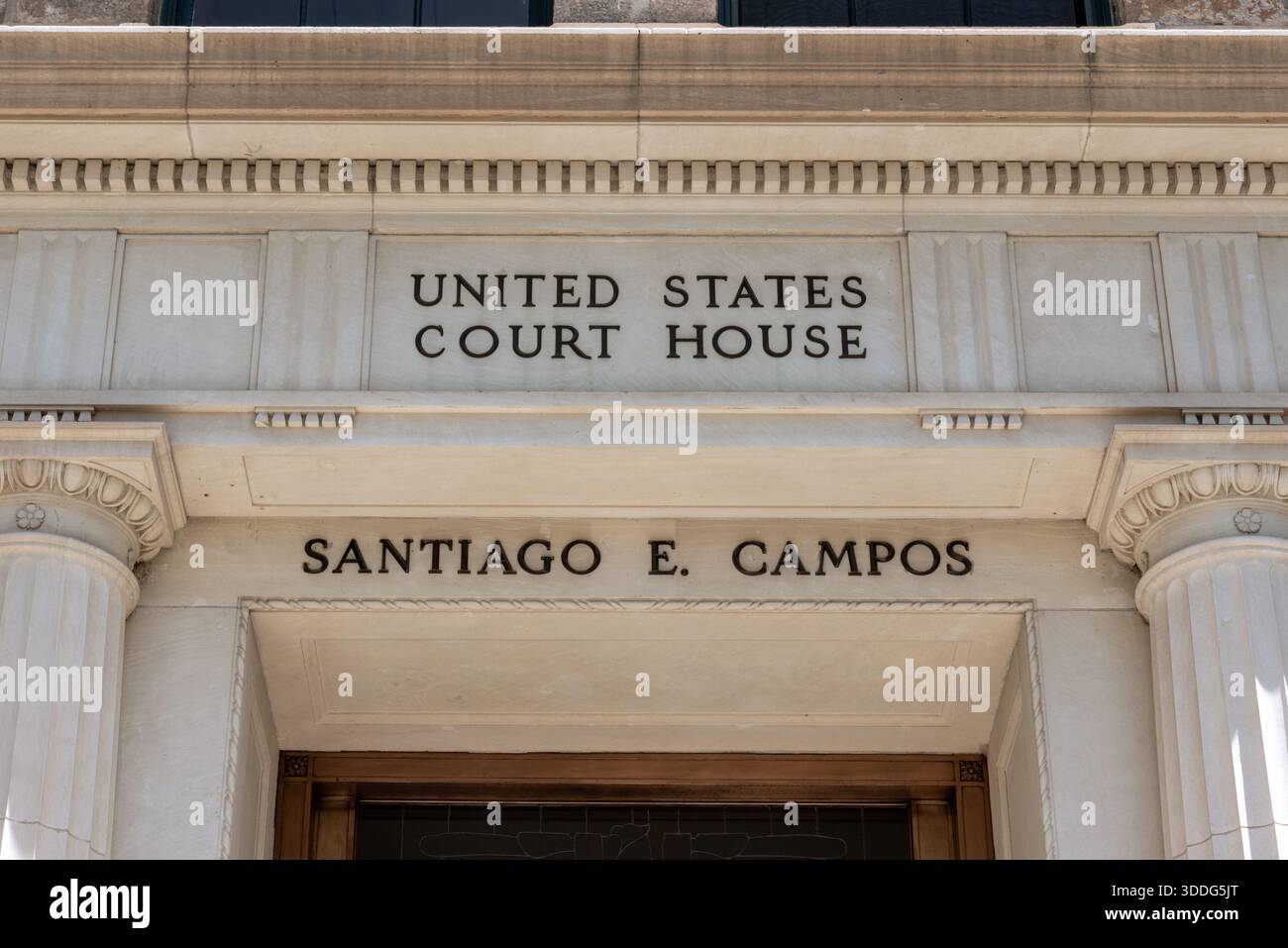 United States Court House Santiago E Campos, Stadtzentrum von Santa Fe, New Mexico, USA. Stockfoto