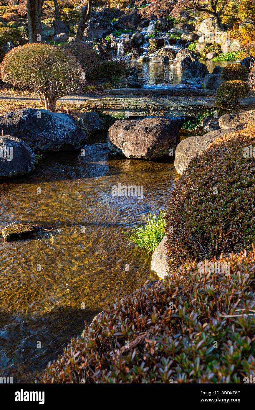 Mitsudera Park Garden - Takasaki bietet eine Vielzahl von Parks und Gärten, die für jeden Geschmack geeignet sind, von Familien, die einen unterhaltsamen Tag verbringen möchten, bis hin zu Naturliebhabern Stockfoto
