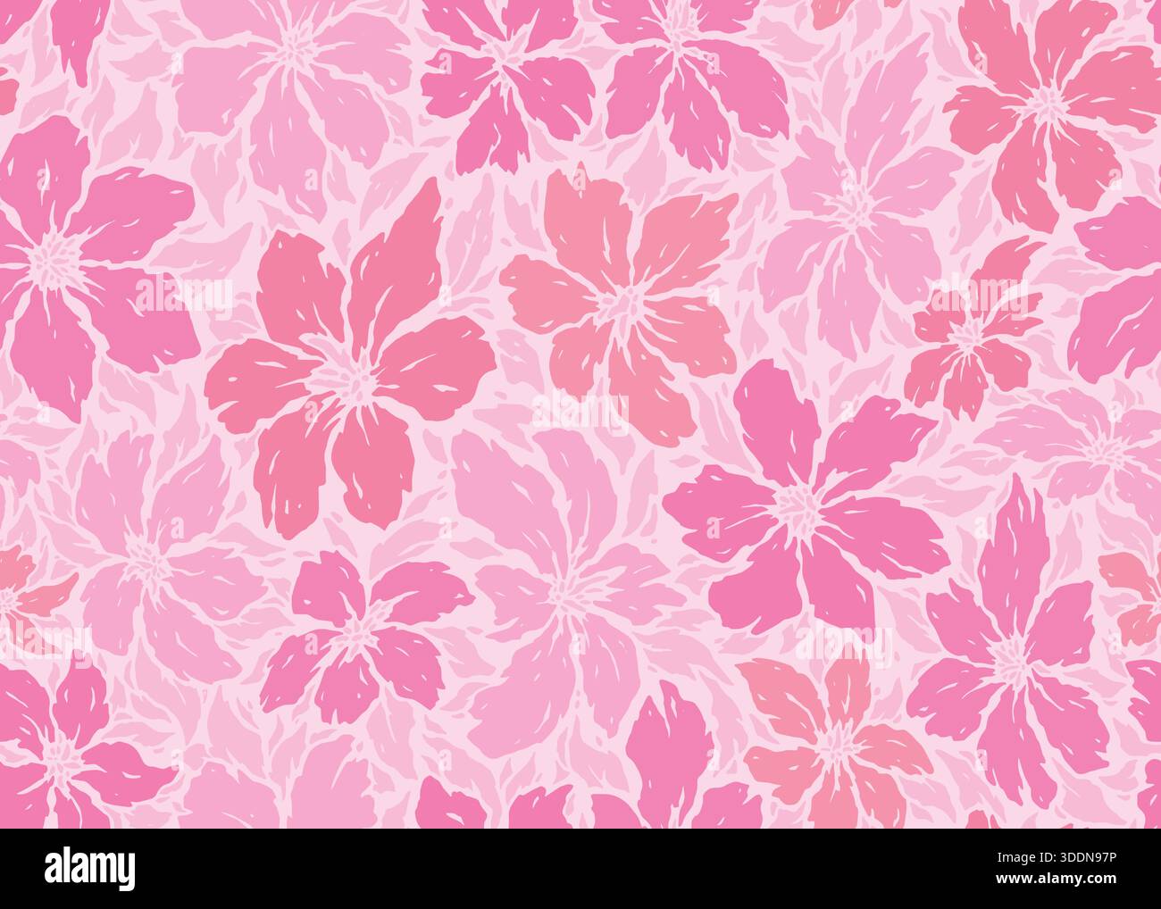 Abstraktes rosafarbenes Blumenmuster. Vektorabbildung Hintergrund mit flachem Design. Stock Vektor