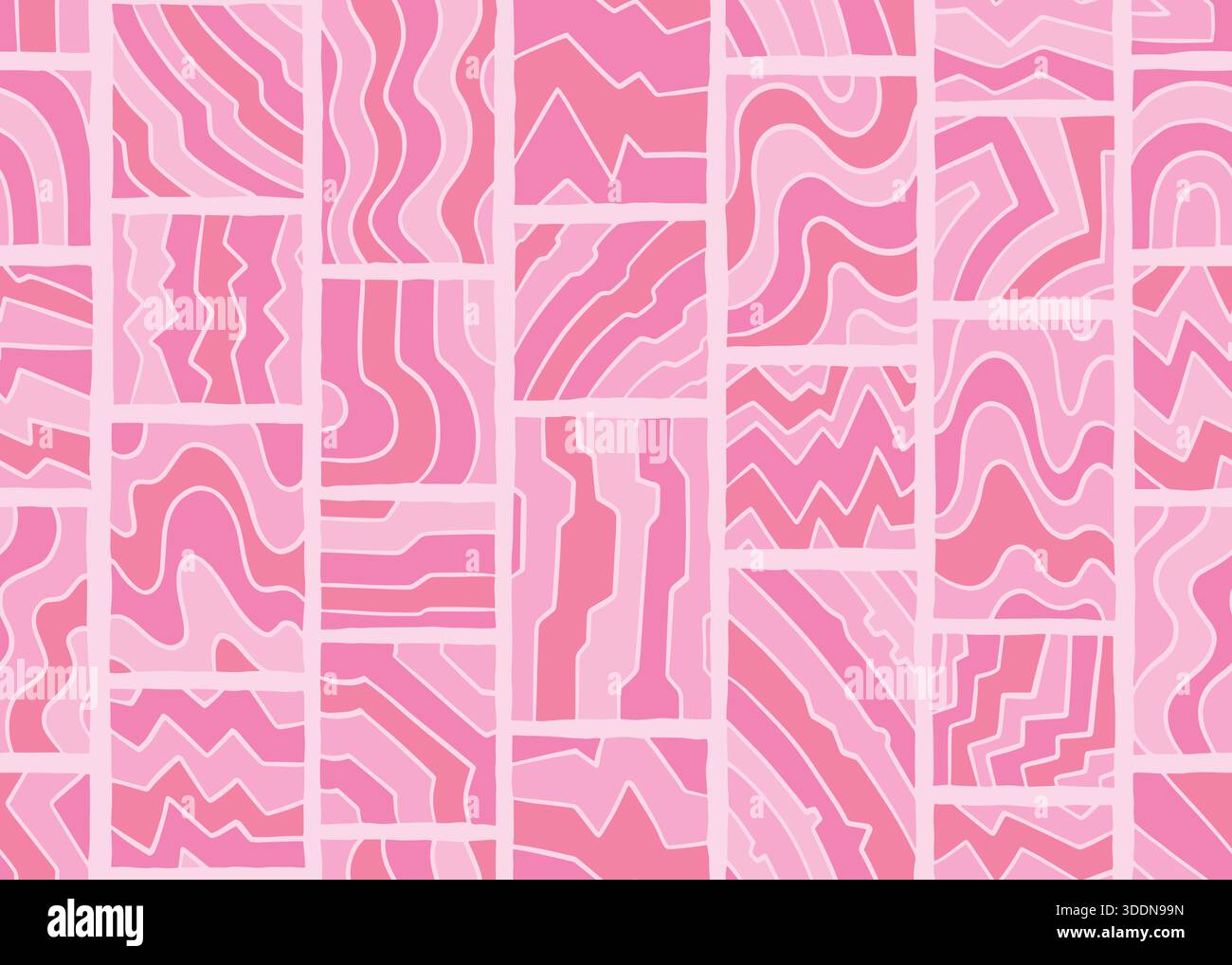 Abstraktes rosafarbenes Doodle-Muster. Vektorabbildung Hintergrund mit flachem Design. Stock Vektor