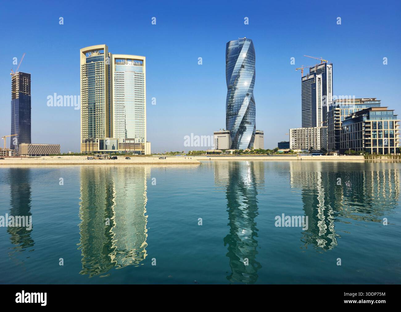 Moderne Skyline in der Bahrain Bay in Manama, Bahrain. Stockfoto