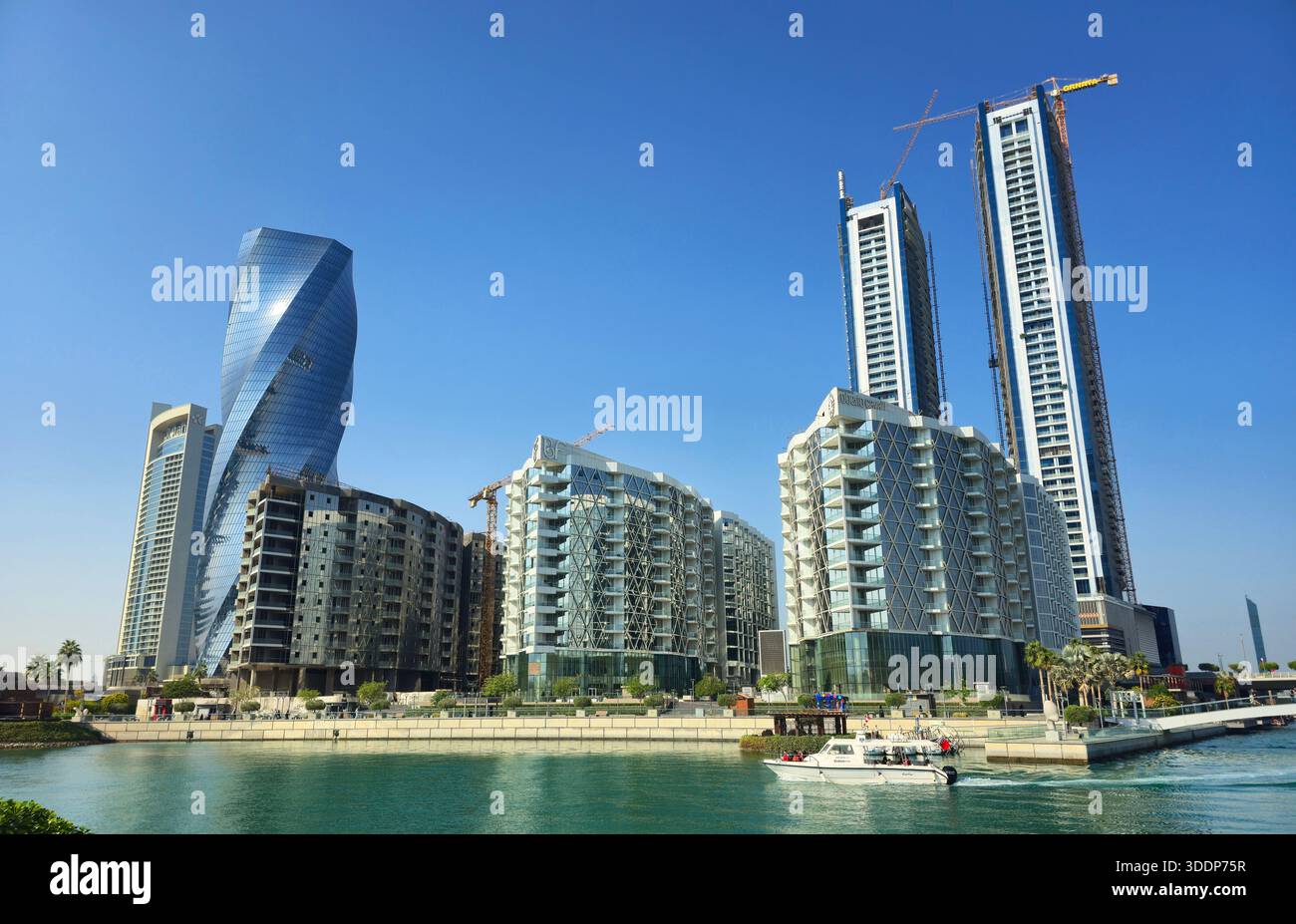 Wechselnde Skyline in Bahrain Bay, Manama, Bahrain. Stockfoto