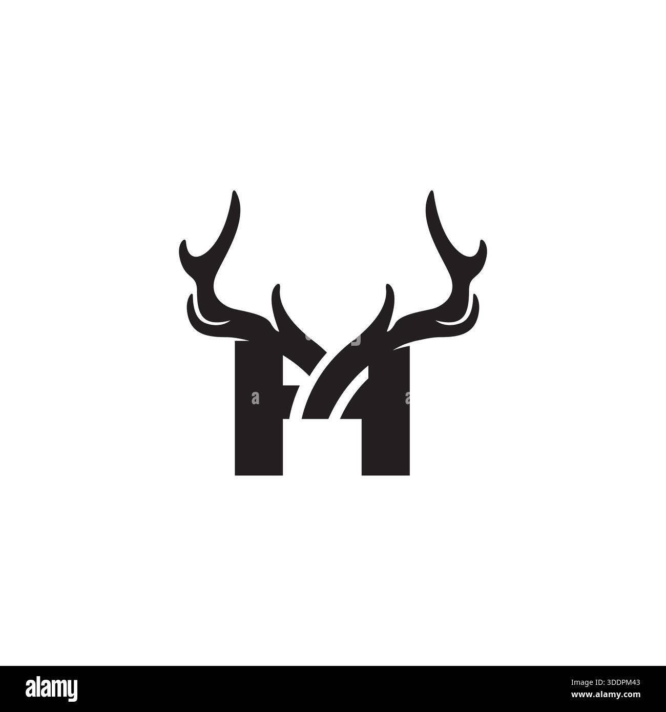 Hirschbuchstabe H-Vektor-Logo-Grafik Moderne abstrakte, H-Anfangsbuchstabe mit Hirschhorn-Design. Stock Vektor