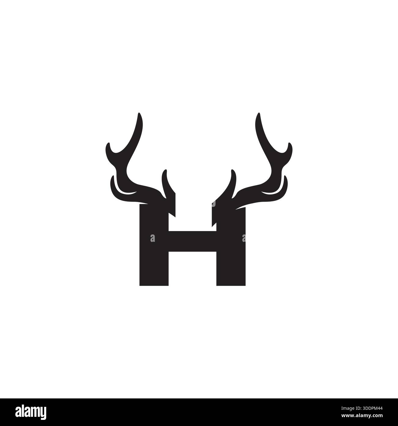 Hirschbuchstabe H-Vektor-Logo-Grafik Moderne abstrakte, H-Anfangsbuchstabe mit Hirschhorn-Design. Stock Vektor