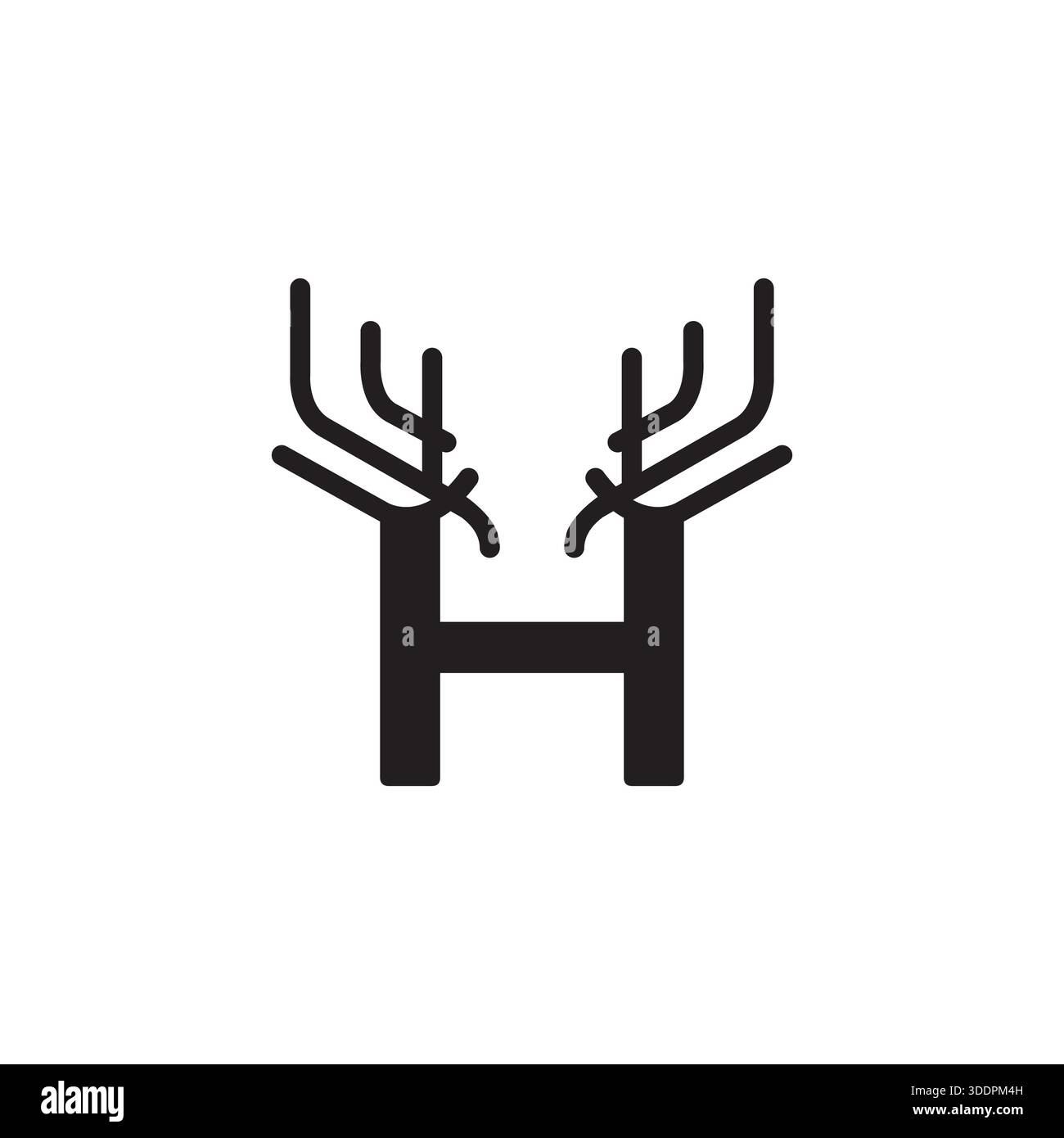 Hirschbuchstabe H-Vektor-Logo-Grafik Moderne abstrakte, H-Anfangsbuchstabe mit Hirschhorn-Design. Stock Vektor