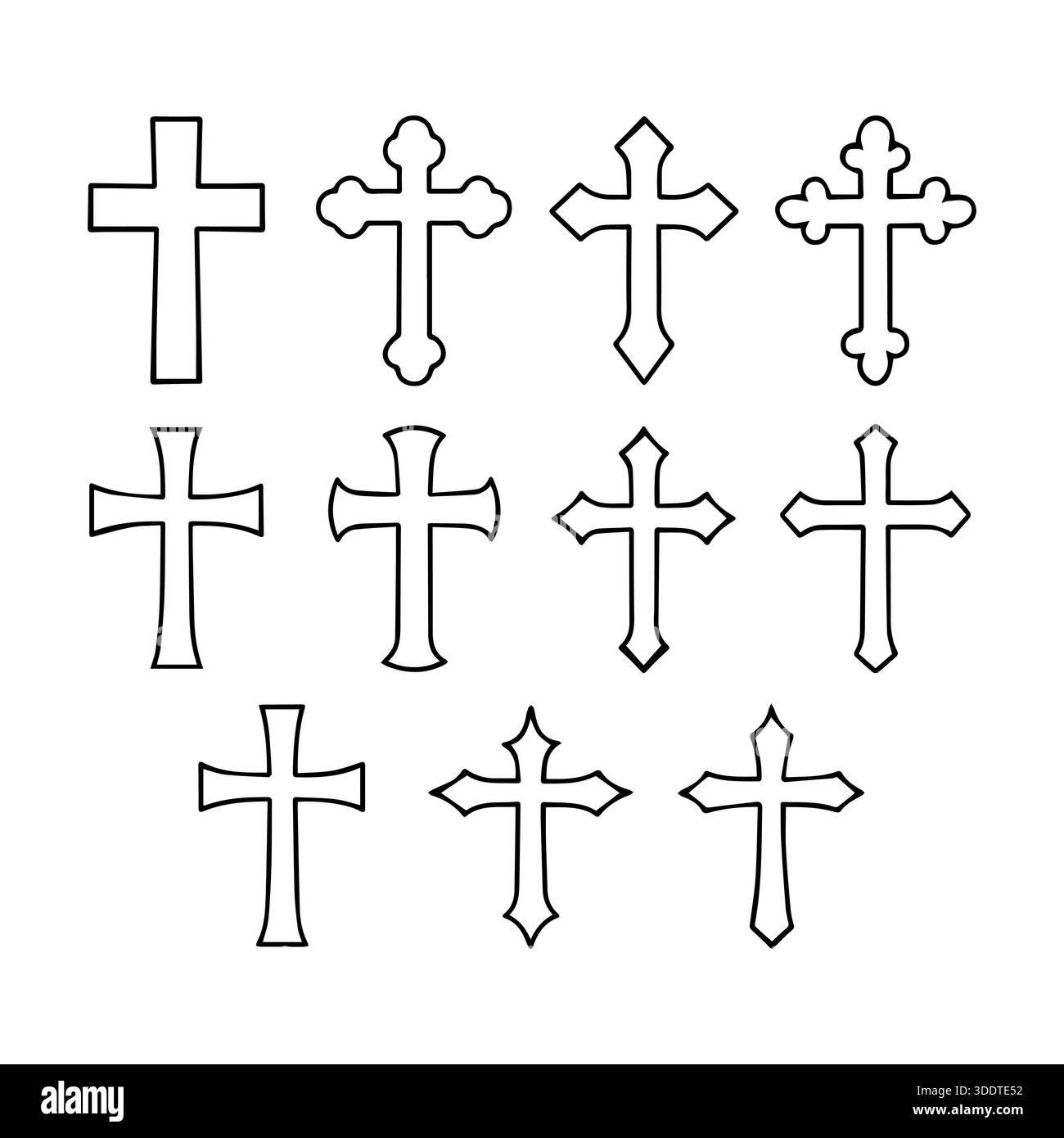 Stilisierte Kreuze Im Muster Angeordnet, Vektorillustrationen Verschiedener Kreuz-Designs Für Branding Stock Vektor