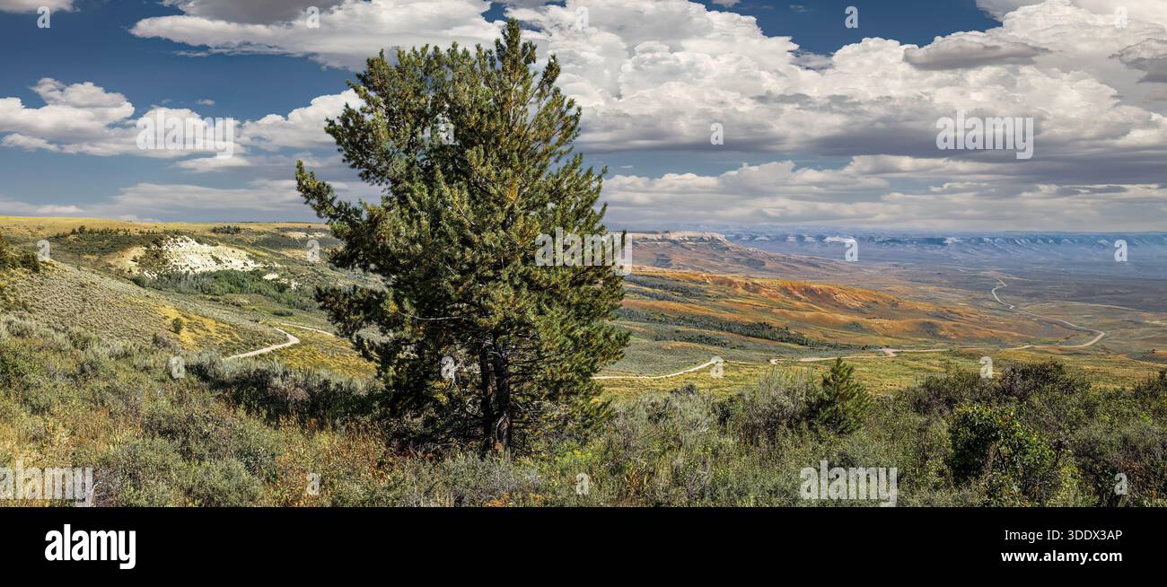 Die weite Landschaft des Fossil Butte National Monument im Südwesten von Wyoming zeigt Schichten von Eozänen Seeböden, die einst den Boden der Antike bildeten Stockfoto