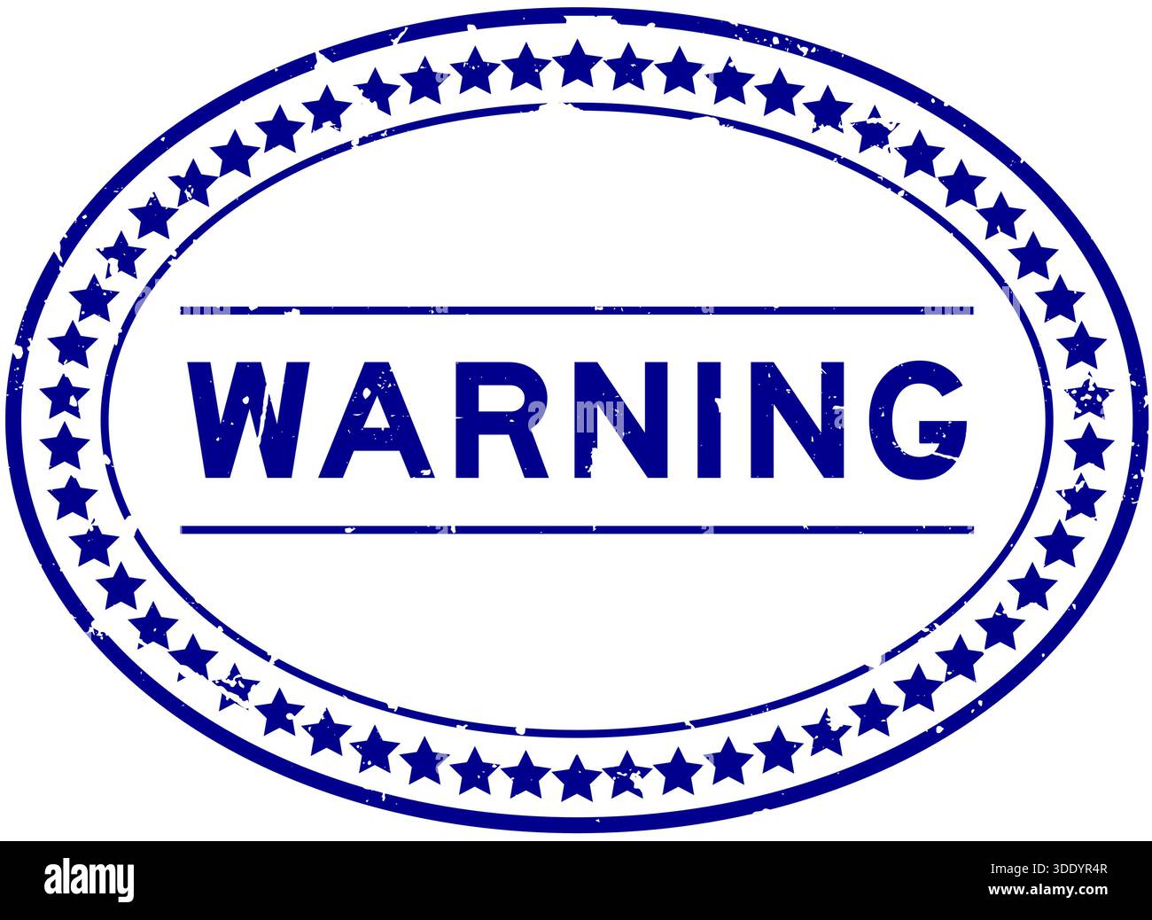 Grunge blau Warnwort oval Gummi Siegel Stempel auf weißem Hintergrund Stock Vektor