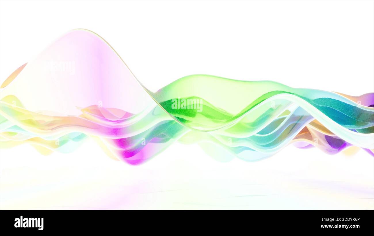 Farbglaswelle auf weißem BG 3D-Rendering Stockfoto