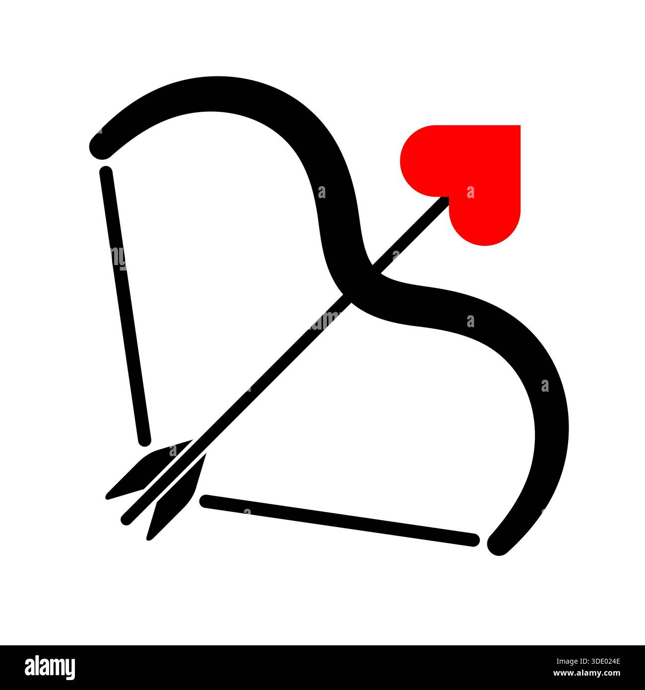 Illustration Des Cupid-Pfeils. Perfekt für Valentinstag-Grafiken, Liebessymbole, Hochzeitsdesigns, Logos, Ikonen, Aufkleber, Poster, Grußkarten. Stock Vektor
