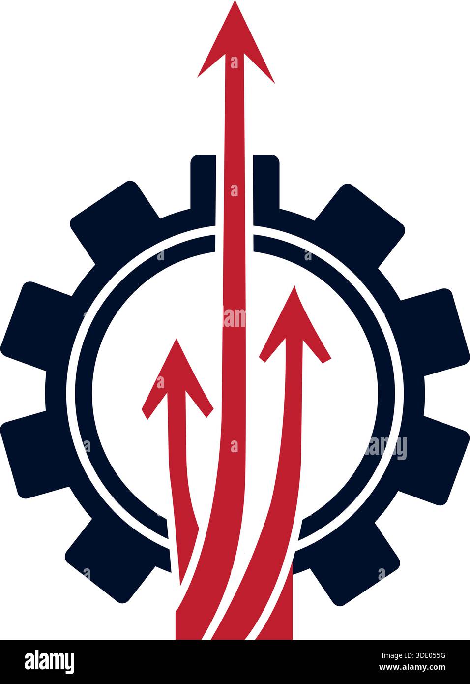 Symbol „Gear Arrow Growth Engineering Industry Logo Design Template“ Stock Vektor