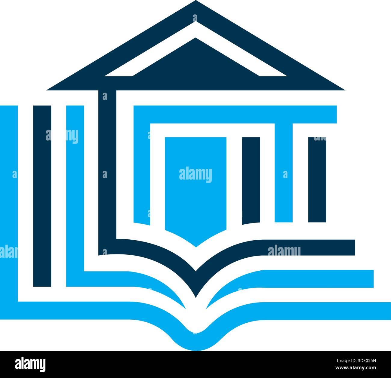 Bücherbau Bildung Bibliothek Logo Design Lernvektorvorlage Symbol Stock Vektor