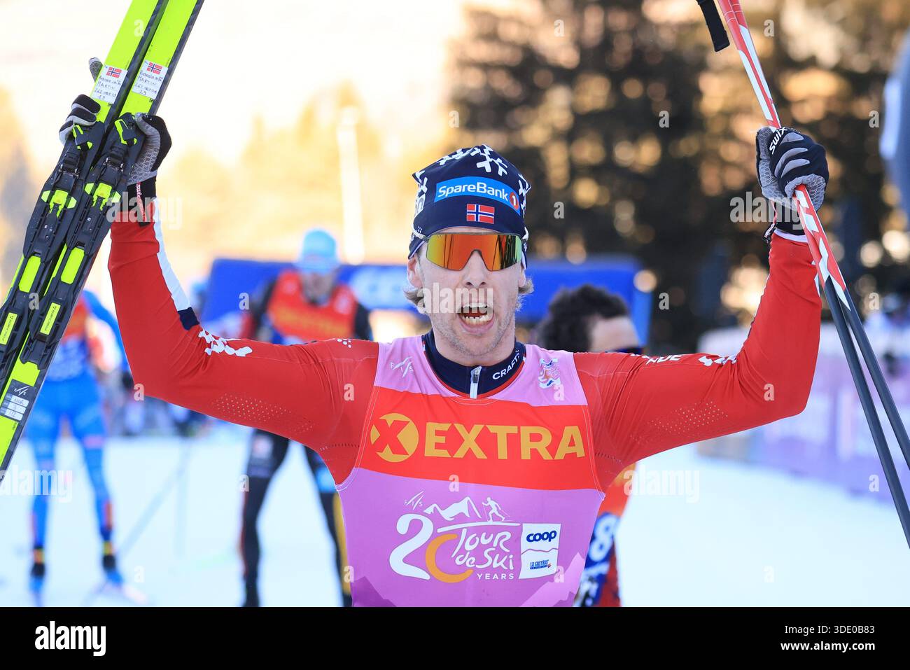 Cermis, Italien. Januar 2026. © Pierre Teyssot/MAXPPP ; Tour de Ski 2026 Skilanglauf-Weltmeisterschaft. Cermis, Italien am 4. Januar 2026. Letzter Aufstieg auf der Alpe Cermis, in Aktion, Mattis Stenshagen (NOR) © Pierre Teyssot/Maxppp Credit: MAXPPP/Alamy Live News Stockfoto