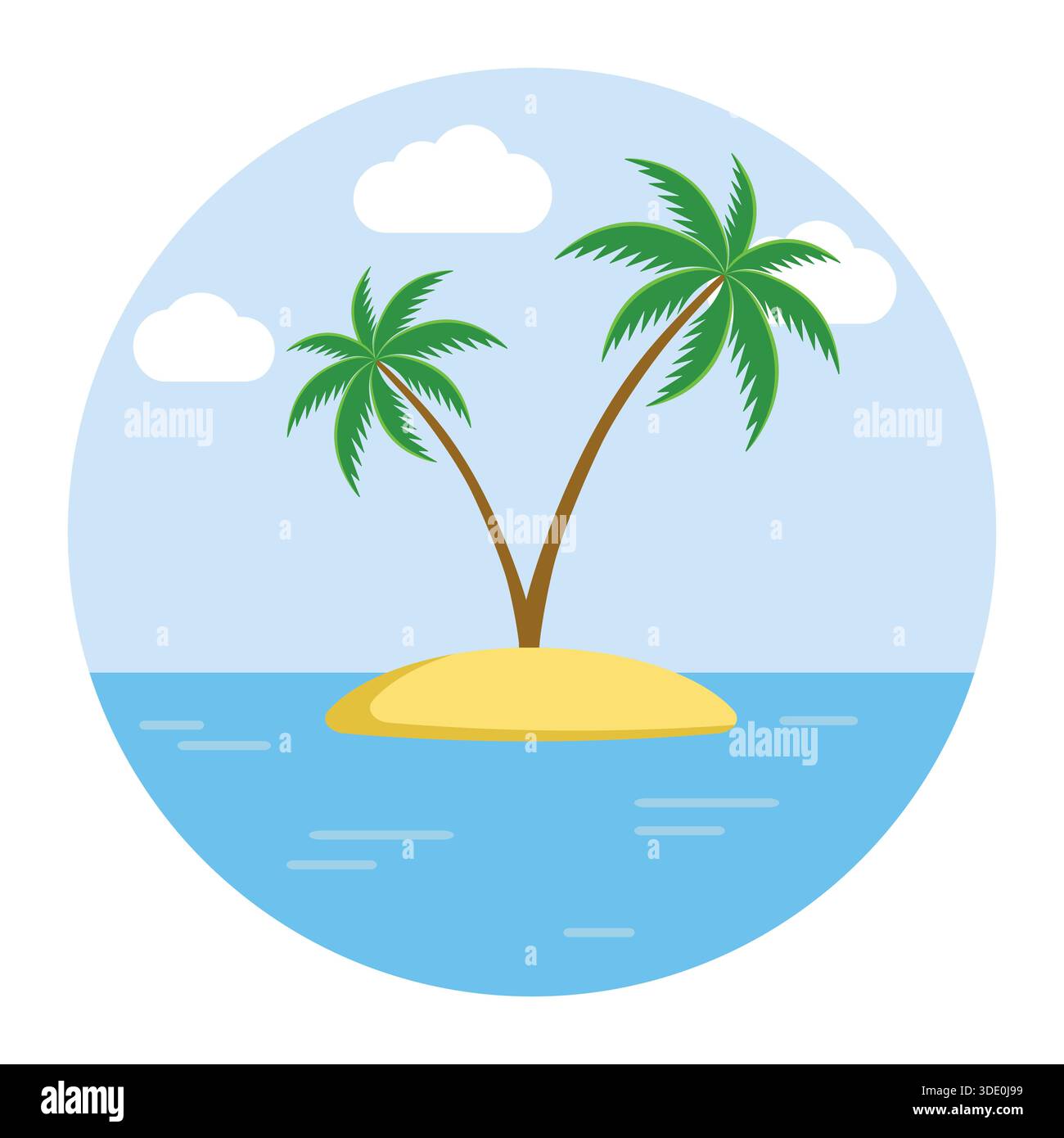 Zwei Palmen auf der tropischen Insel Stock Vektor