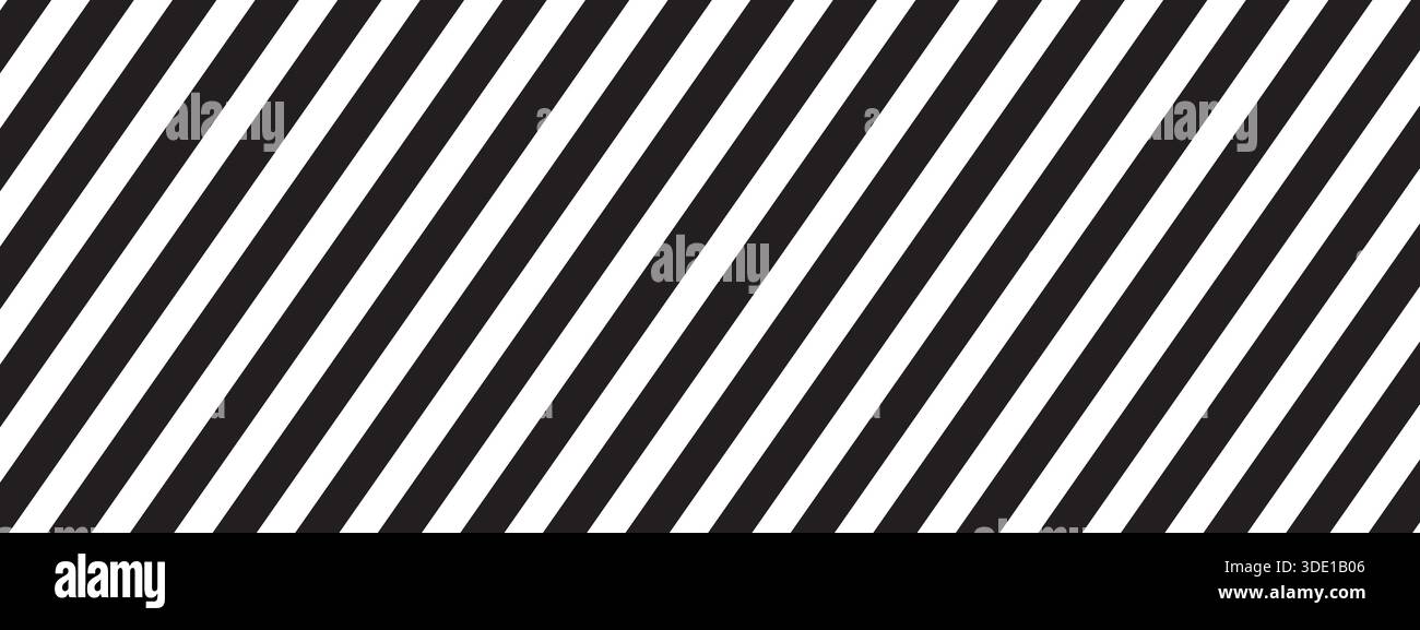 Wiederholte schwarze diagonale Linien auf weißem Hintergrund. Schräges, paralleles Streifenmuster. Geneigtes Streifenmuster. Abgewinkelte Streifen Tapete. Abstrakt Stock Vektor
