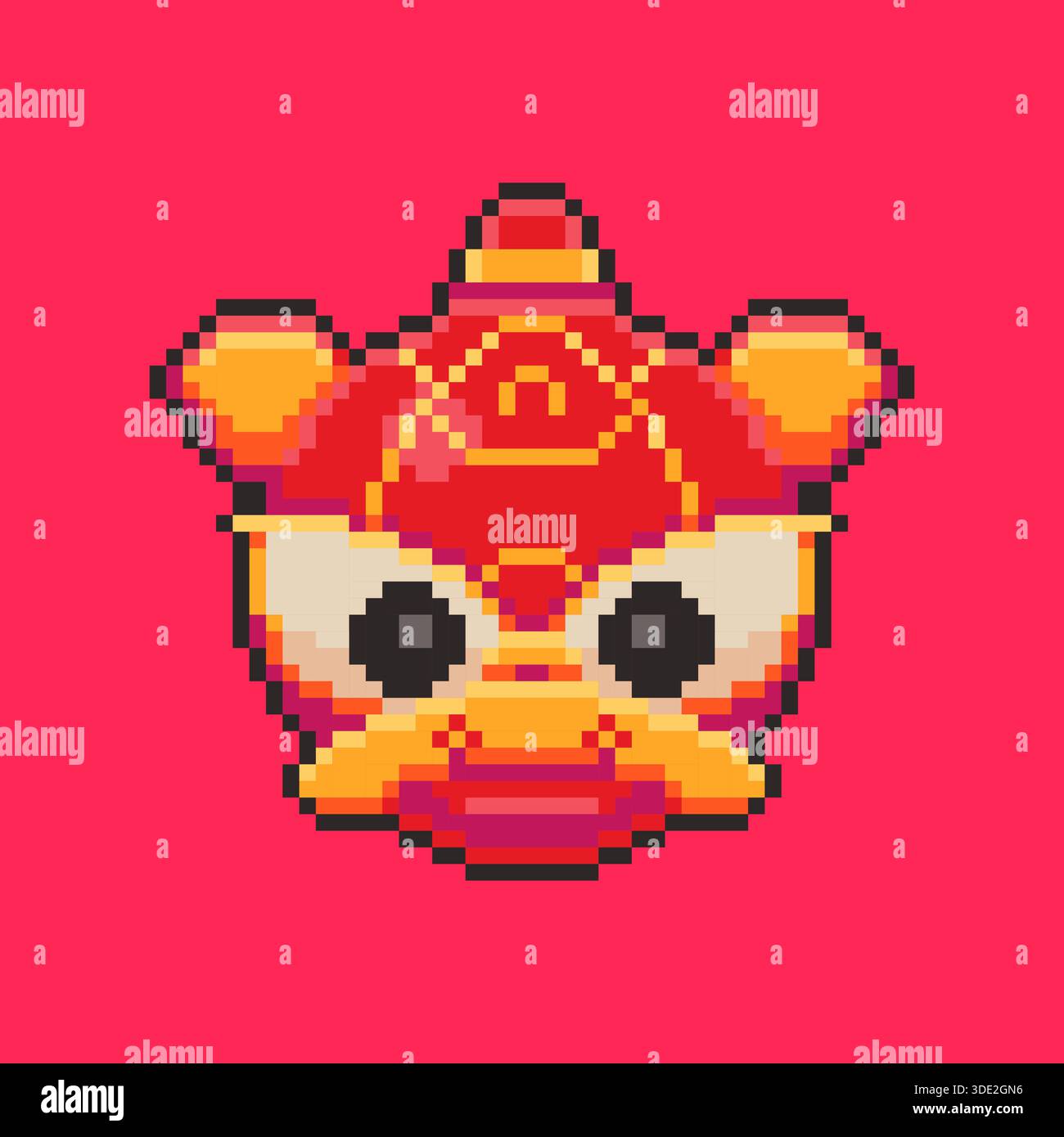 Pixel Art Chinesisches Neujahrsspiel Löwentanz Asset Stock Vektor
