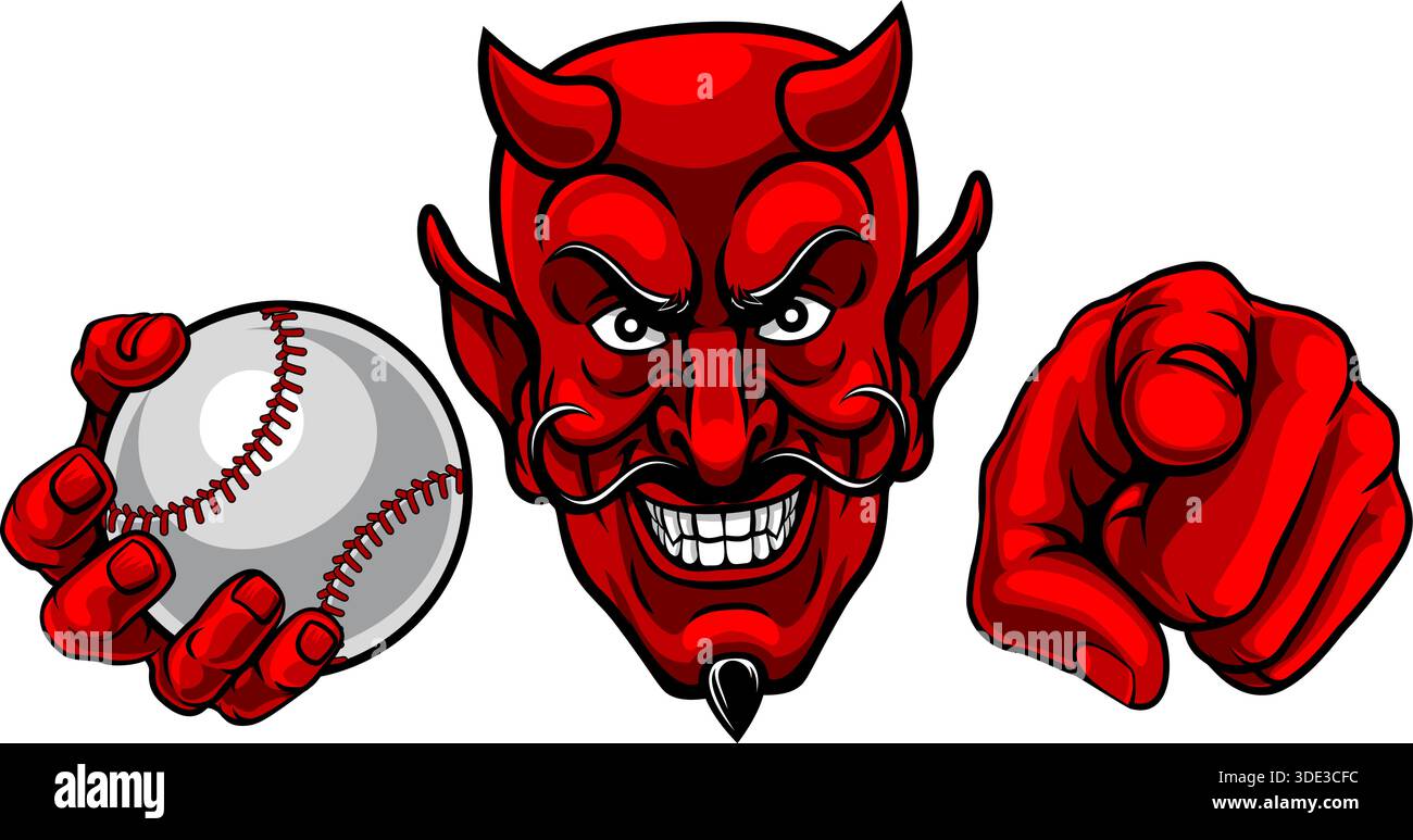 Illustration: Devil Baseball Ball Sport Team Maskottchen Stock Vektor