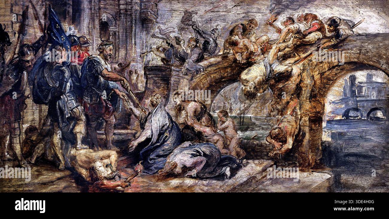 Die Eroberung von Paris durch Heinrich IV. Frankreich 1628 von Peter Paul Rubens (1577–1640) Flämisch-belgisches Belgien ( Heinrich IV. 1553–1610 auch bekannt unter dem Namen „guter König Heinrich“, war König von Navarra) Museum, Deutschland. Stockfoto
