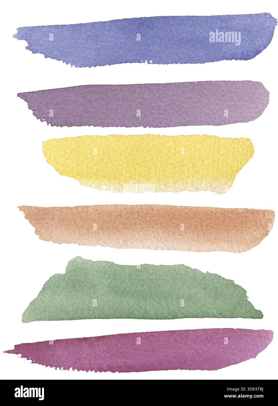 Aquarell handgemalt abstrakte Pinselstriche Illustrationsset, dekorative grafische Hintergrund-Kollektion Stockfoto