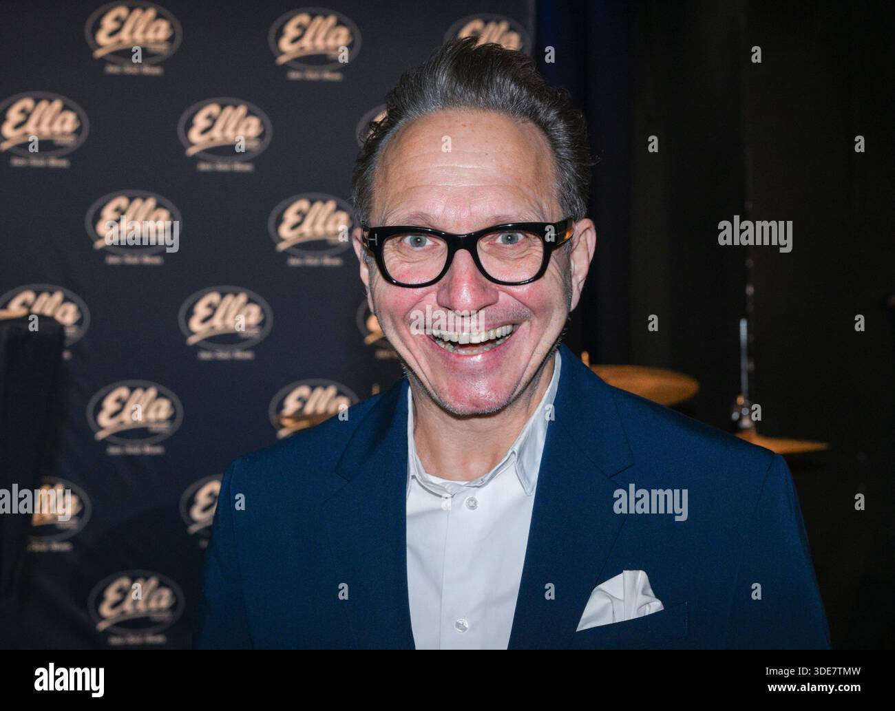 Berlin, Deutschland. Januar 2026. Stationsleiter Oliver Dunk beim Start des neuen Jazz-Radiosenders Ella Radio, der bei FM in Berlin und Brandenburg zu hören ist. Quelle: Jens Kalaene/dpa/Alamy Live News Stockfoto