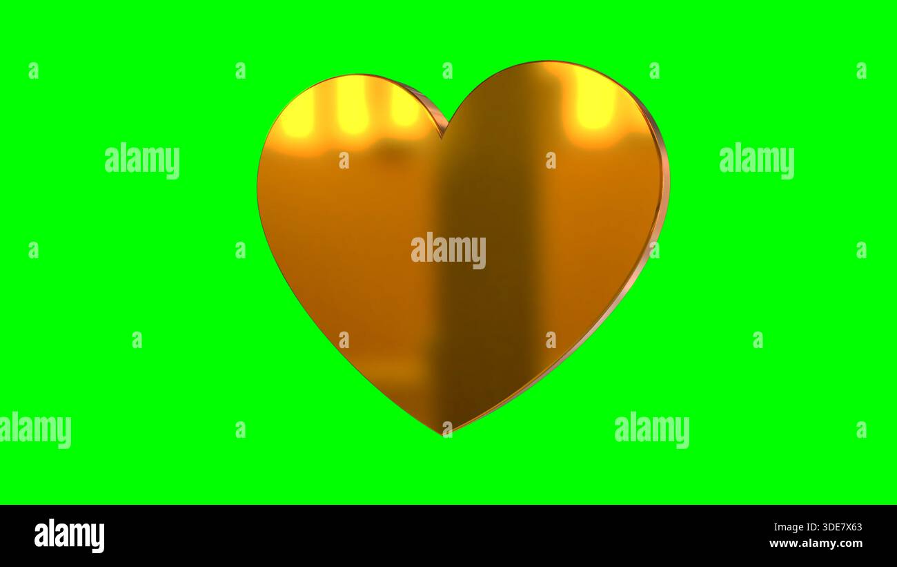 Heart Love isoliertes Symbol 3D spektakuläres abstraktes Konzept goldene Metall Icon Illustration Stockfoto