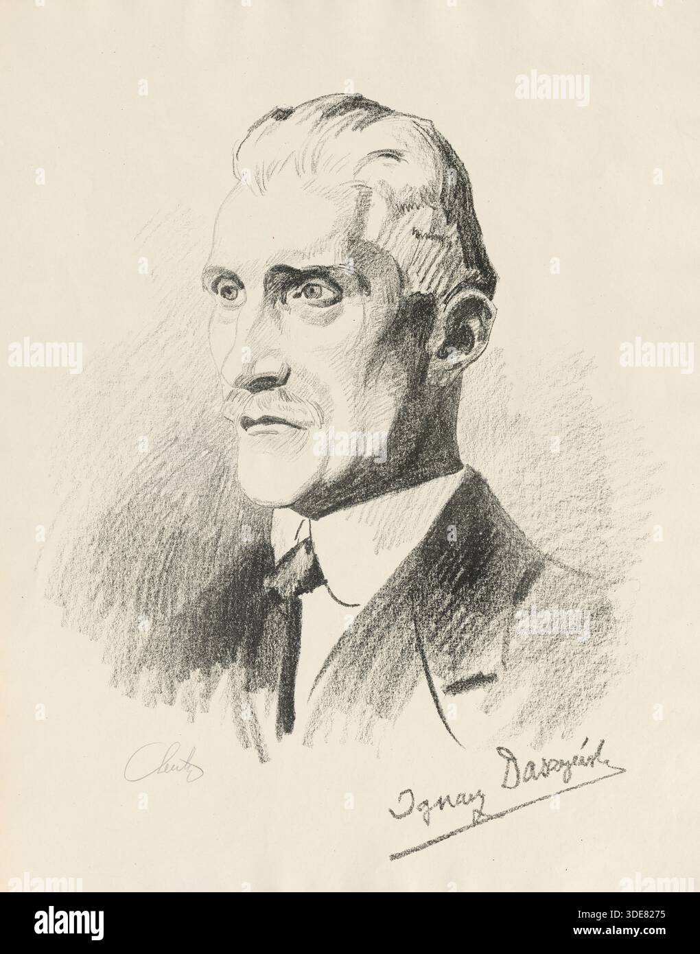 "Ignacy Ewaryst Daszynski (* 26. Oktober 1866, gestorben am 31. Oktober 1936), polnischer sozialistischer Politiker, Mitbegründer und Vorsitzender der Polnischen Sozialdemokratischen Partei (1890–1919), Premierminister der Regierung Lublin (1918), erster Premierminister des unabhängigen Polens (1918), Marschall des Sejms. Historische, authentische, digital restaurierte Reproduktion eines Originals aus der Zeit um 1919; exaktes Datum der Darstellung unbekannt.“ Stockfoto