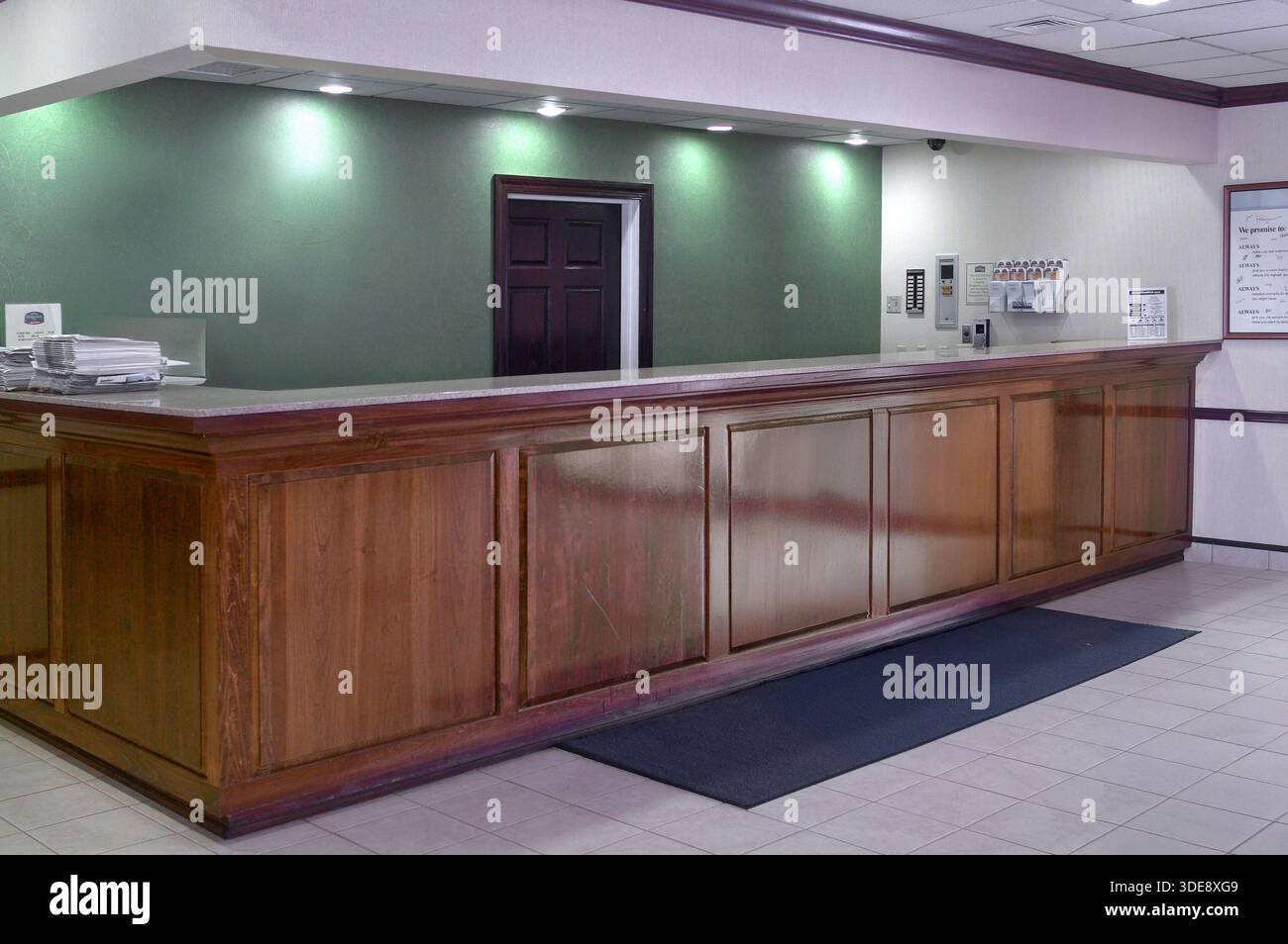 Einfache, gewöhnliche Hotellobby, USA Stockfoto