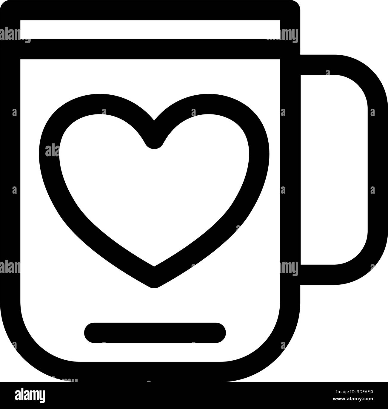 Becher mit Herz - saubere und moderne Valentinstag-Ikone. Stock Vektor