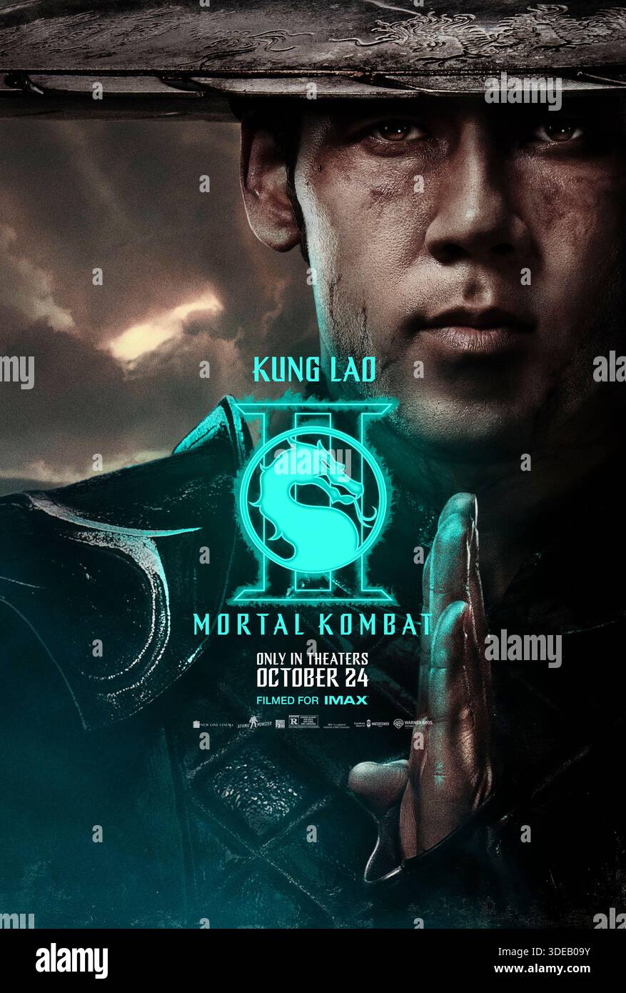 Mortal Kombat II (2026) unter der Regie von Simon McQuoid und mit Max Huang als Kung Lao, dem stolzen Shaolin-Krieger, dessen tödlicher Hut und unerschütterliche Ehre ihn zu einem Schlüsselverteidiger der Earthrealm machen, während das Mortal Kombat-Turnier unter Shao Kahns drohender Bedrohung eskaliert. NUR FÜR REDAKTIONELLE ZWECKE des Posters mit US-Schriftzeichen. Quelle: BFA / Warner Bros Stockfoto