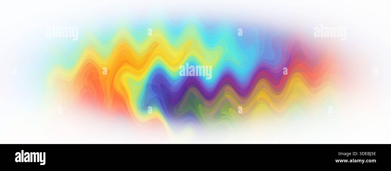 Heller Hintergrund mit Regenbogenverlauf. Schöne volumetrische Wellen, verschwommen Stockfoto