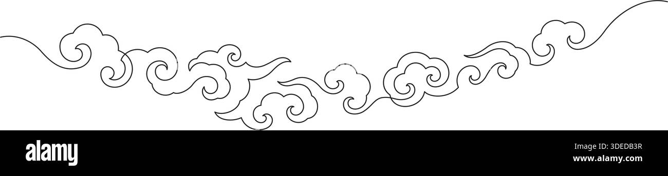 chinesische Wolken traditionelle einzeilige Zeichnung Minimalismus dekorative Kunst Stock Vektor