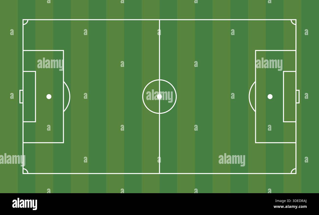 Eine detaillierte Top-down-Ansicht Einer Fußball- oder Fußballfeld-Vektorillustration Stock Vektor