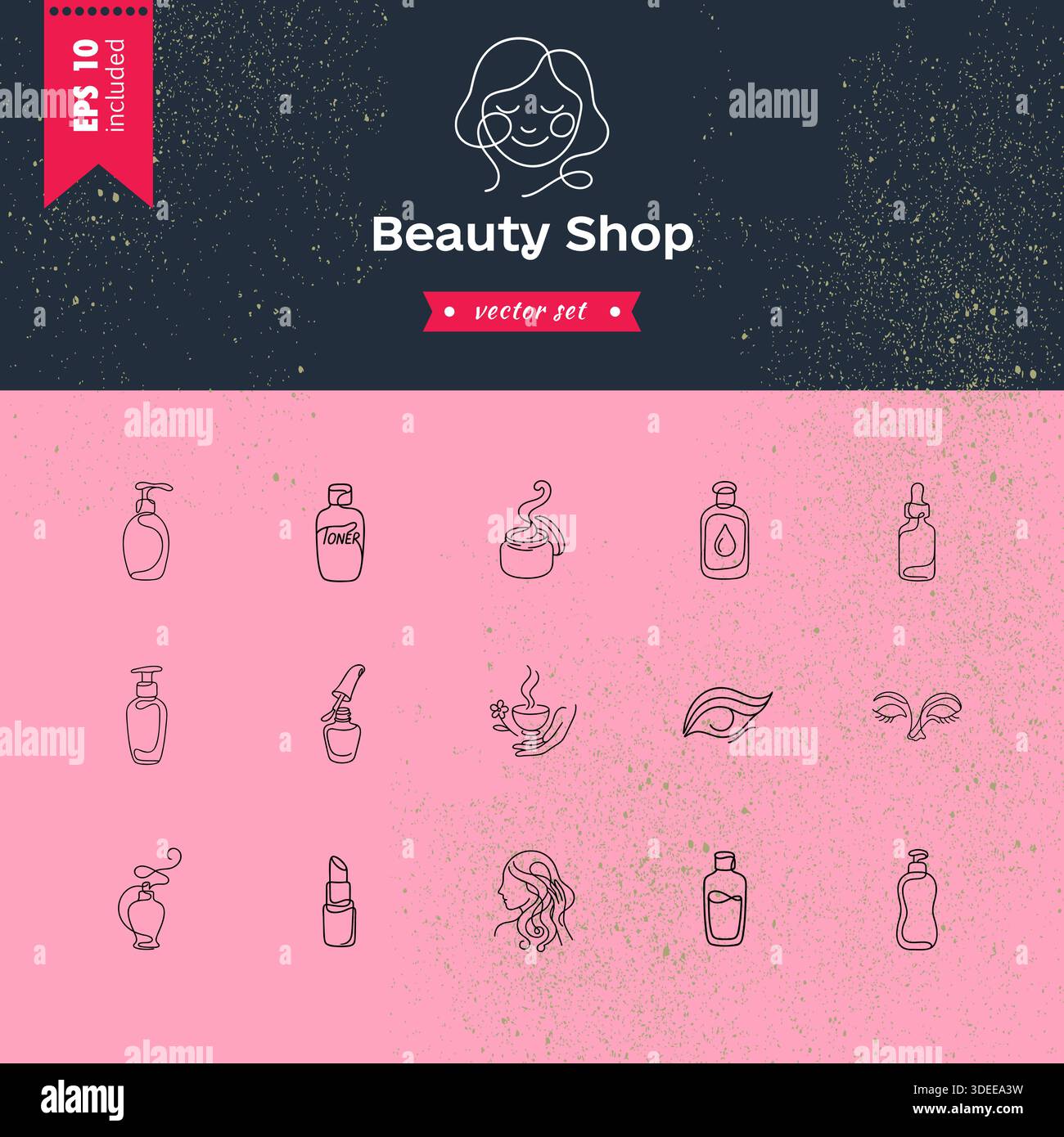 Beauty Shop Line Icons Minimal One Line Skincare & Cosmetics Vector Set Stock Vektor