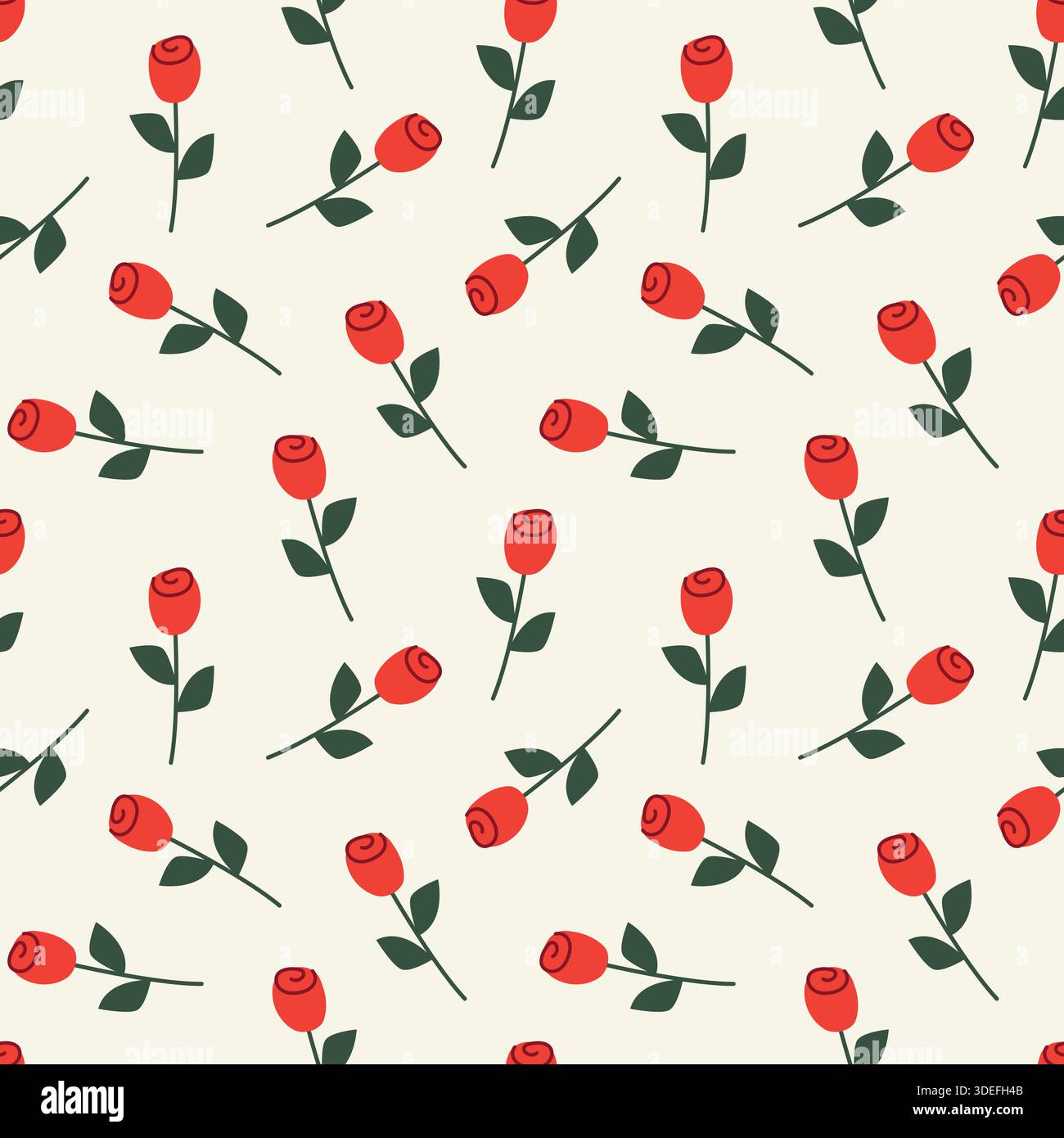 Romantisches nahtloses Muster mit roten Rosen; Valentinstag Hintergrund - Vektor-Illustration Stock Vektor