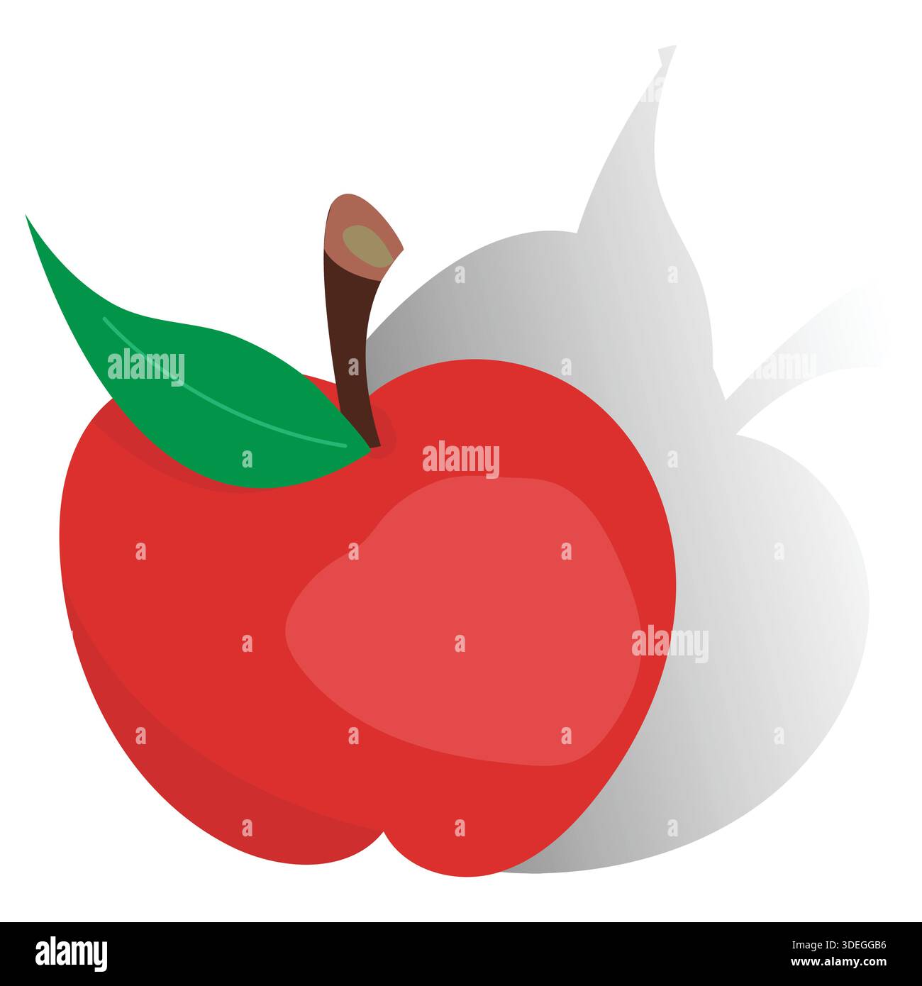 Isolierter roter Apfel mit Schatten; frisches süßes saftiges Obst flache Farbe Objekt; veganes Essen; Karikaturprodukt voller Vitamine, isoliert auf weißem Hintergrund Stock Vektor