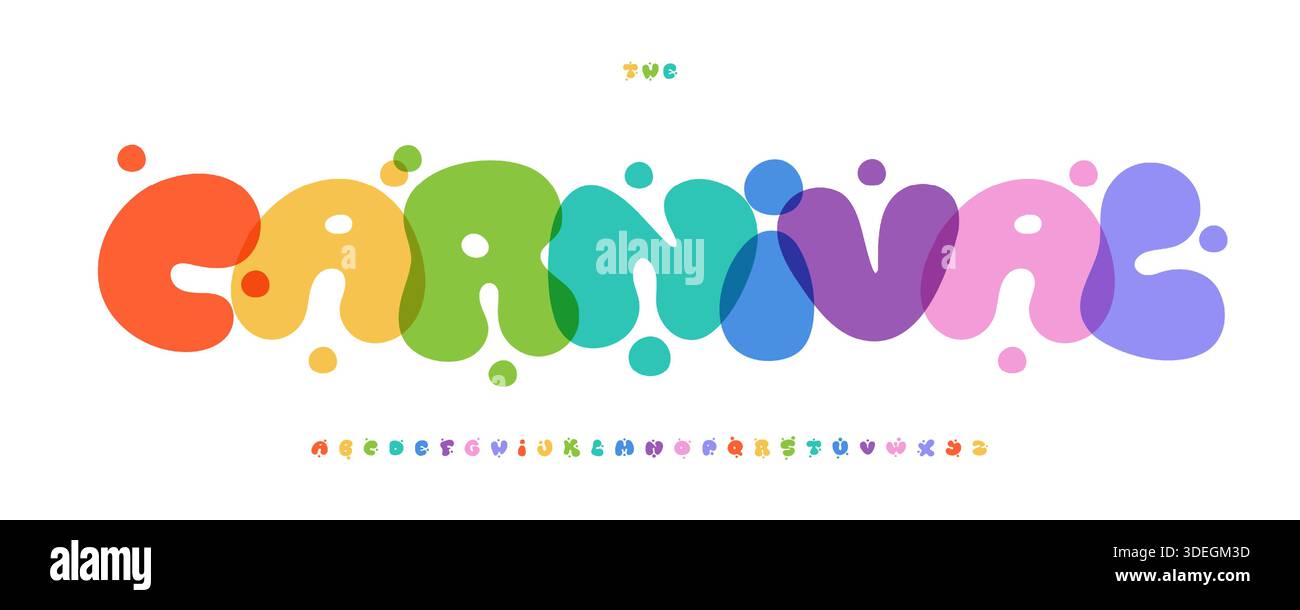 Karneval Bubble Alphabet Bold verspielte Buchstaben lustige Festival Schriftart für Bright fiesta Logo, bunte Überschrift, Geburtstag, fröhliche bunte Typografie Stock Vektor